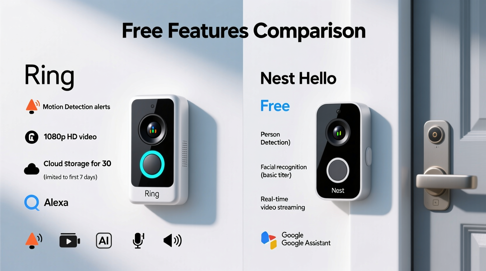 ring doorbell vs nest hello which video doorbell has better free features