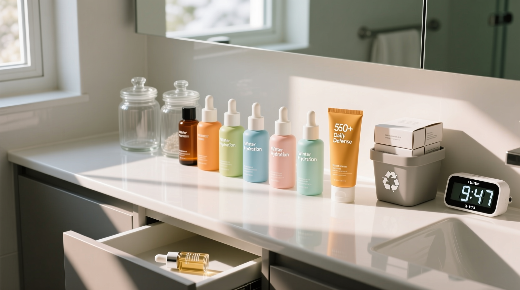 capsule skincare closet seasonal serum sunscreen organization