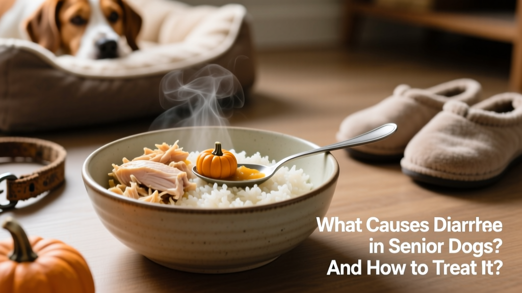 Bowl of homemade bland diet: shredded boiled chicken and cooked white rice, garnished with a small spoonful of plain canned pumpkin