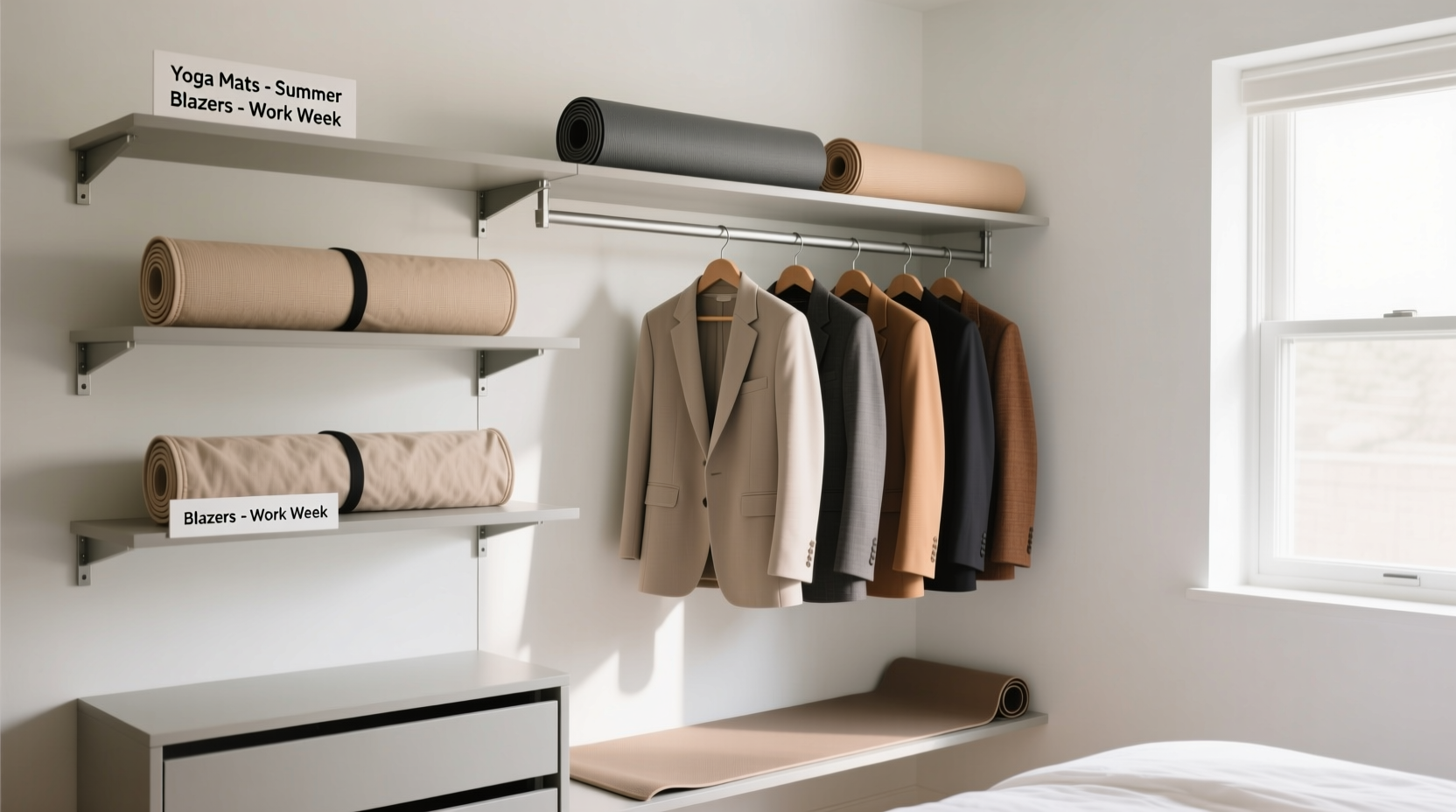 closet organization tips for yoga mats blazers