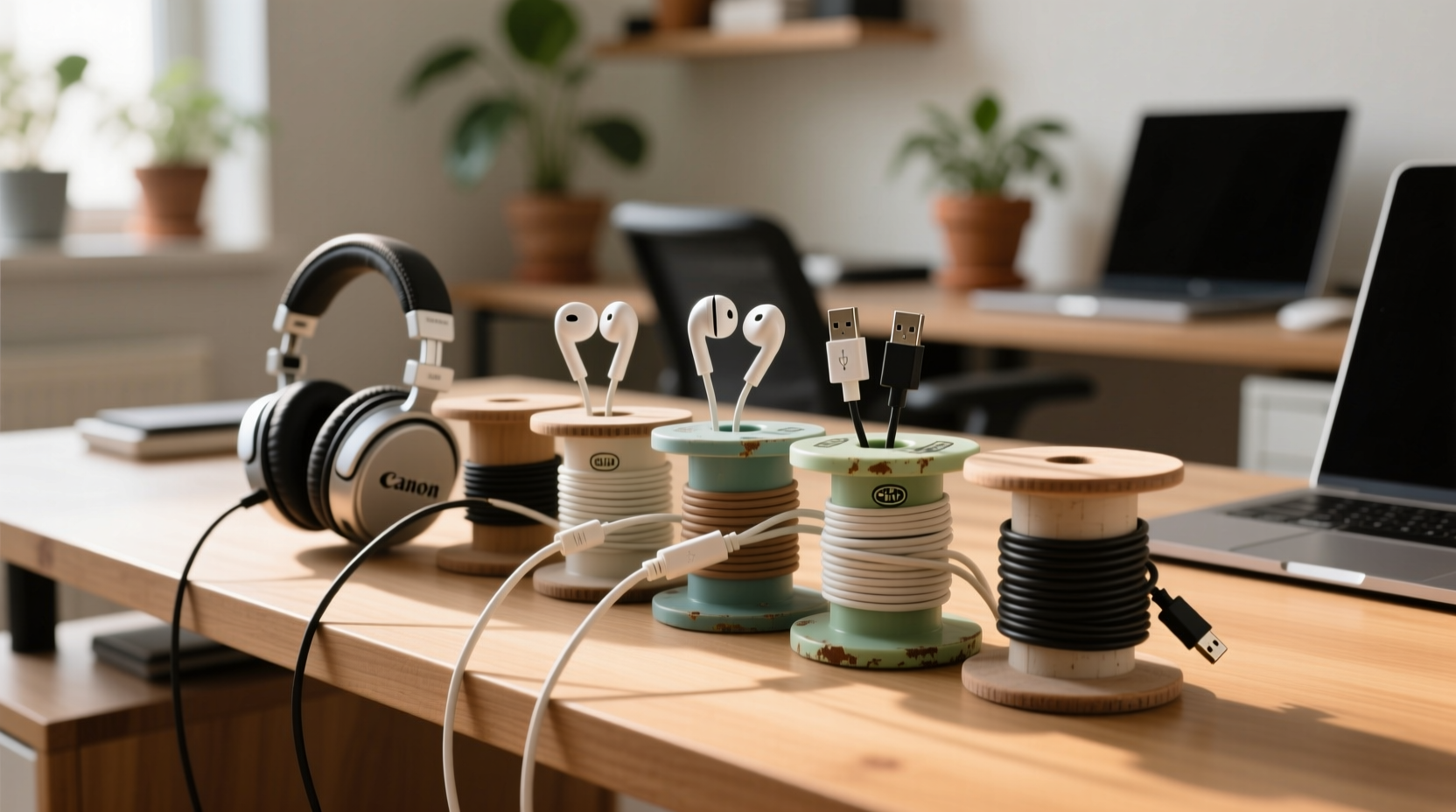 closet organization tips cord management with headphone spools