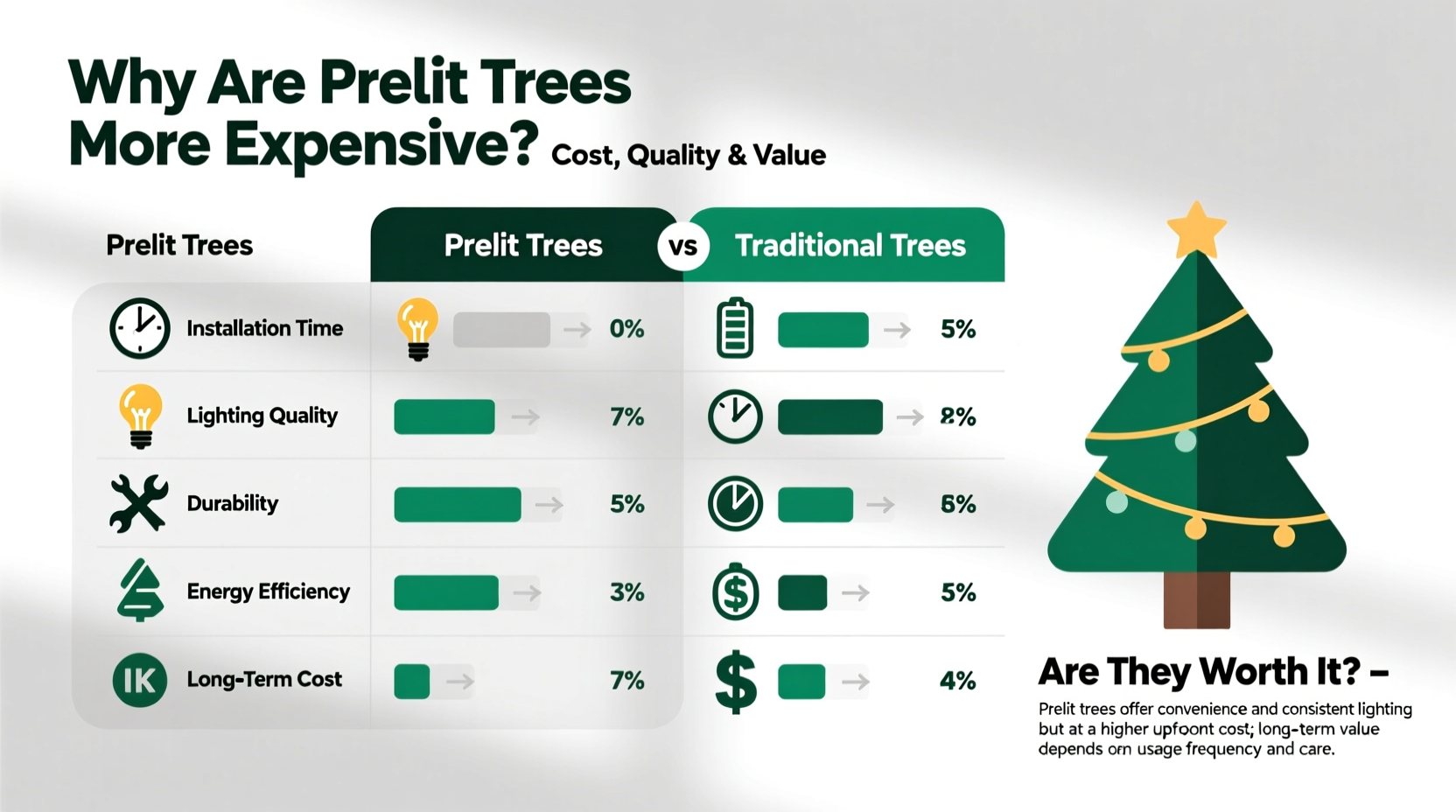 why are prelit trees more expensive and are they actually better