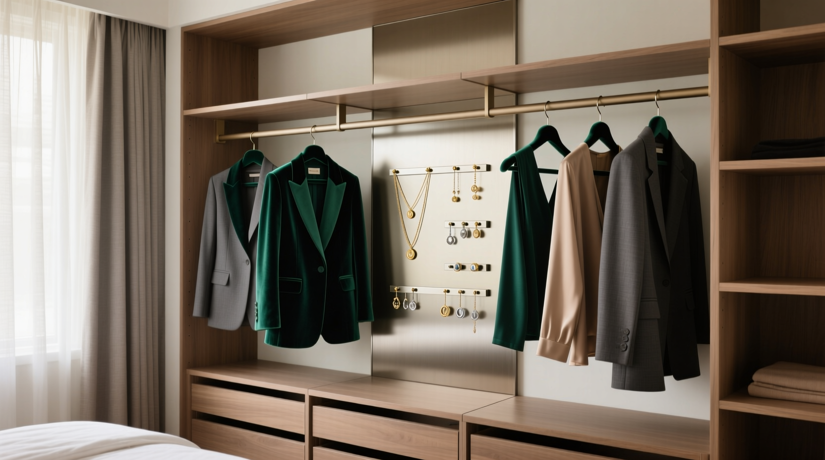 capsule wardrobe organization with velvet hangers magnets