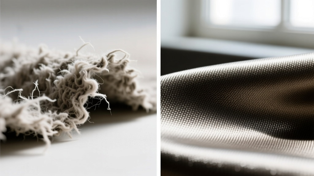 Close-up macro shot comparing cheap shedding flocking on the left to premium tightly woven anti-tarnish Pacific cloth on the right