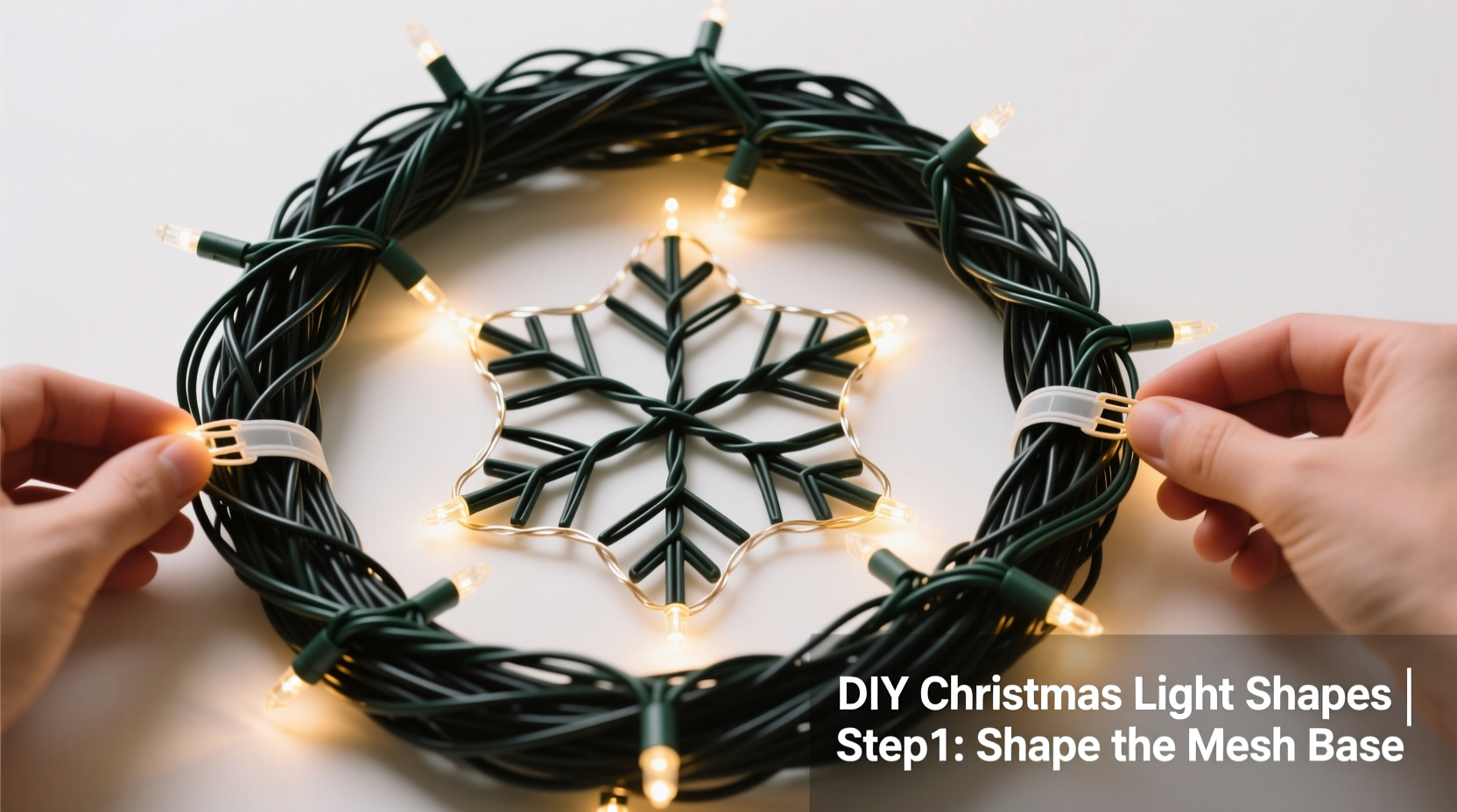 how to use mesh wreaths as a base for custom christmas light shapes