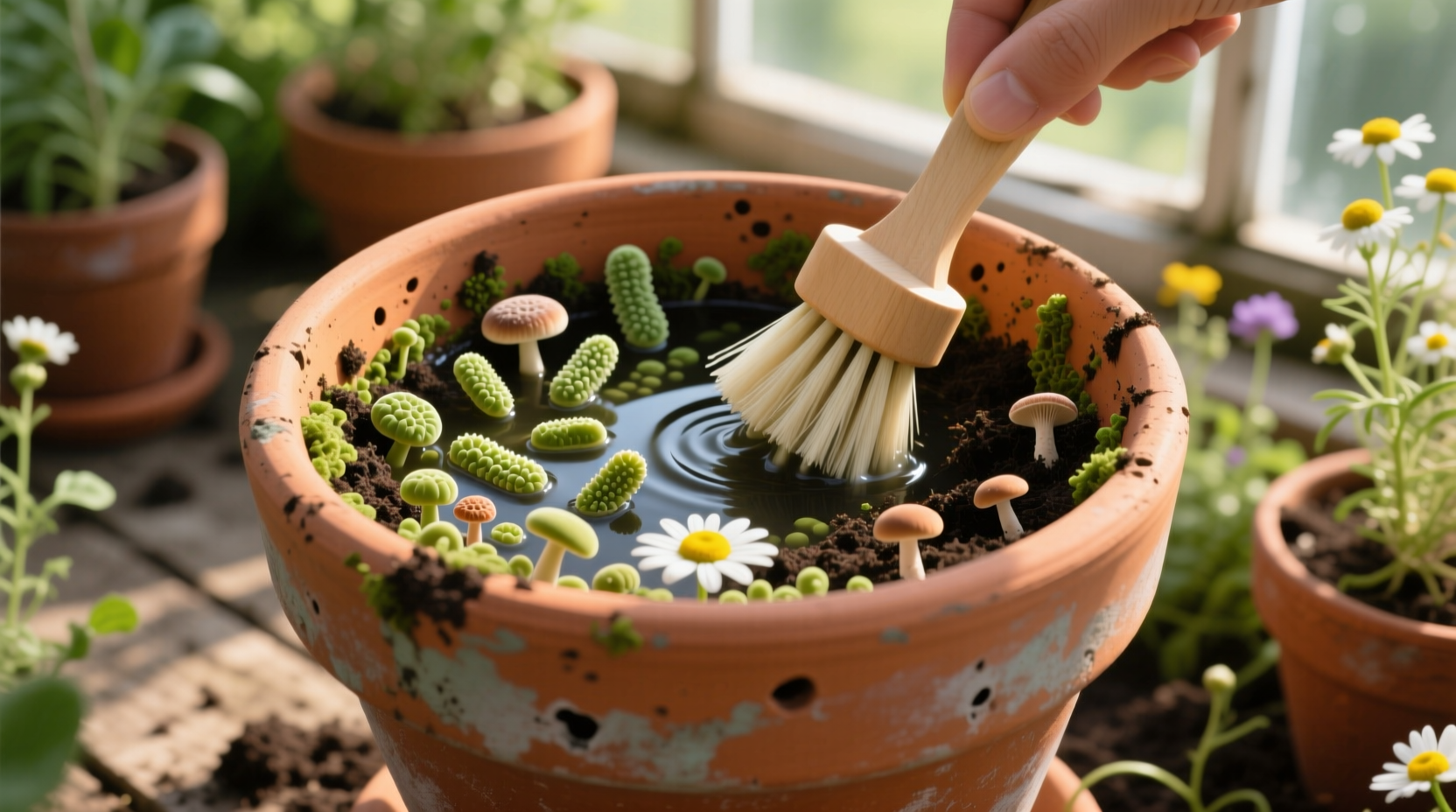 eco friendly terracotta pot cleaning