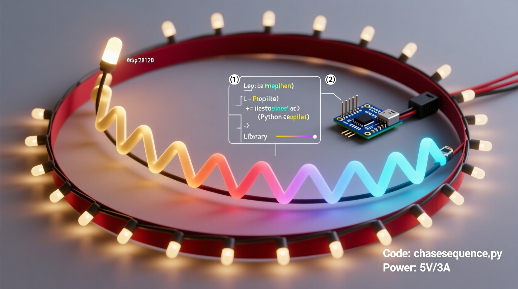 how to build a christmas light chase sequence with programmable leds