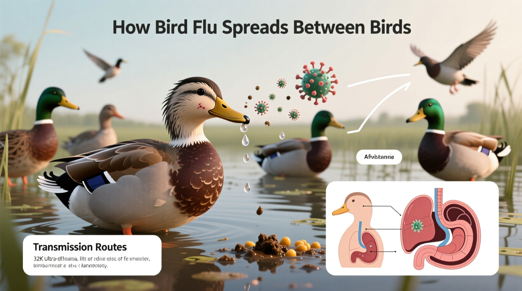 how is bird flu transmitted between birds