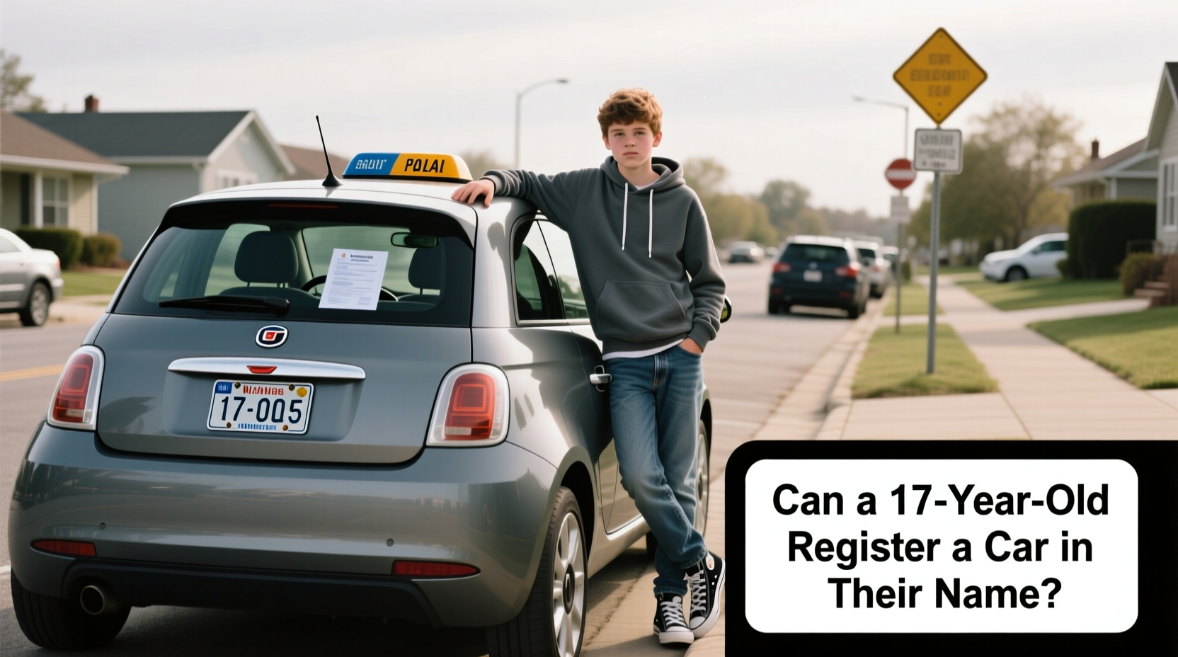 can a 17 year old register a car in their name