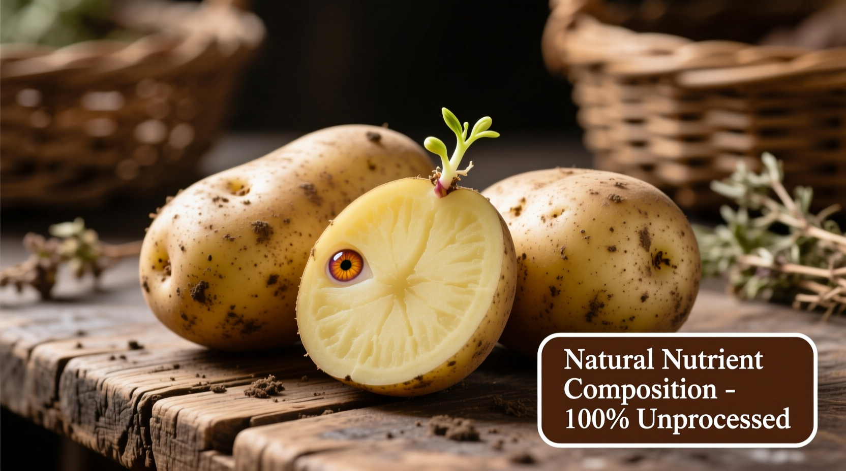 Fresh potatoes with skin showing natural nutrient composition