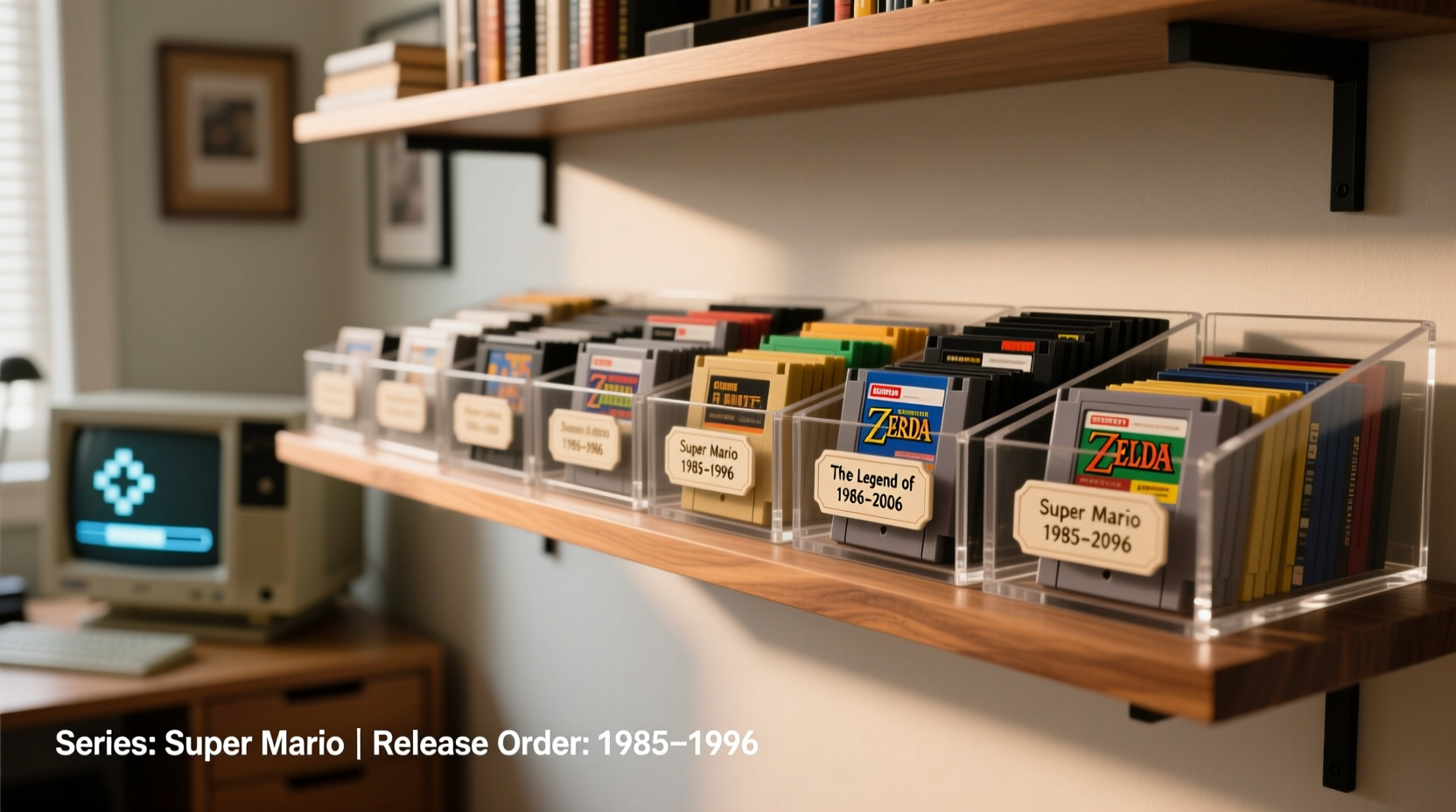 best way to organize game cartridges by series or release date