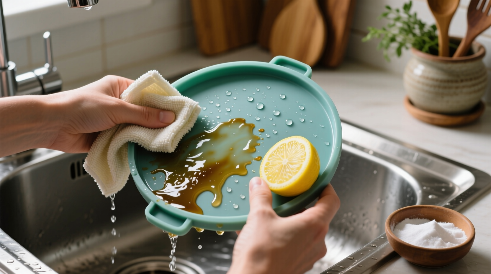 how to clean silicone lids without grease or odor