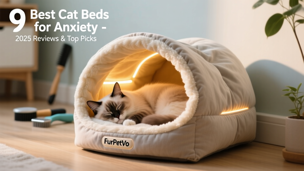 Close-up of a cat peacefully sleeping inside a FurPetVo heated cave bed, with visible warmth glow and soft fabric texture
