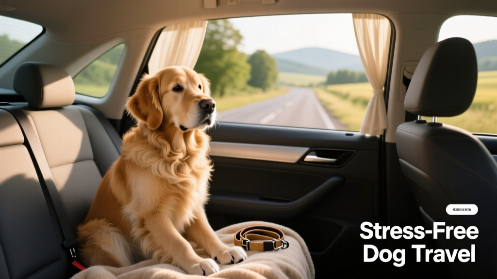 A calm, relaxed dog sitting comfortably in the back seat of a car with a window slightly open