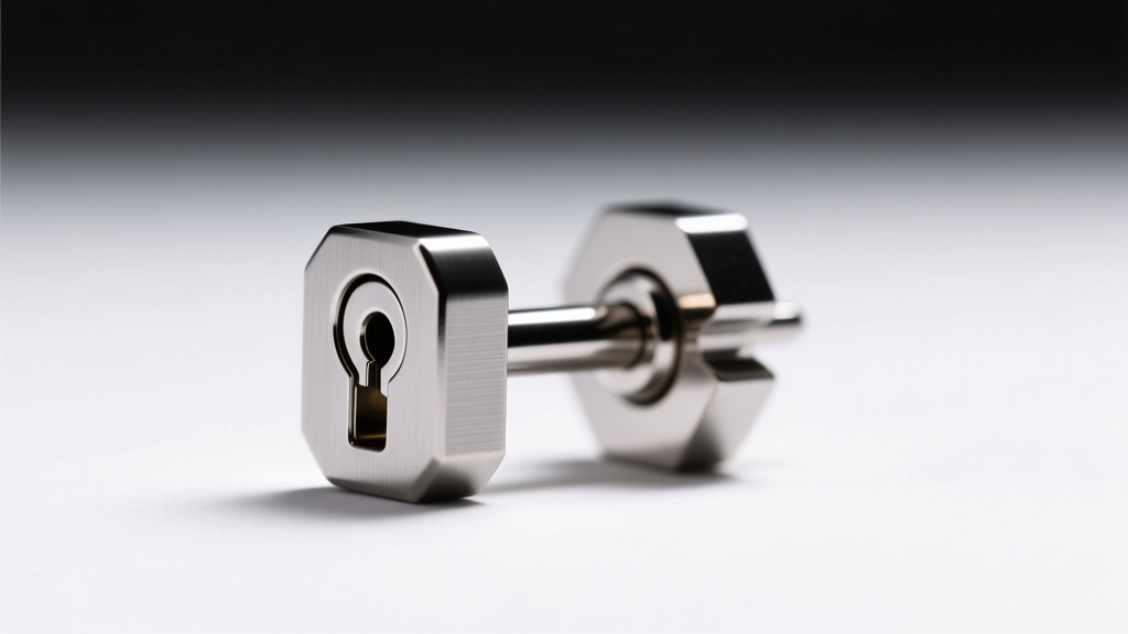 Macro shot of a 20-gauge titanium padlock earring post with a secure locking clutch back against a clean white studio background.