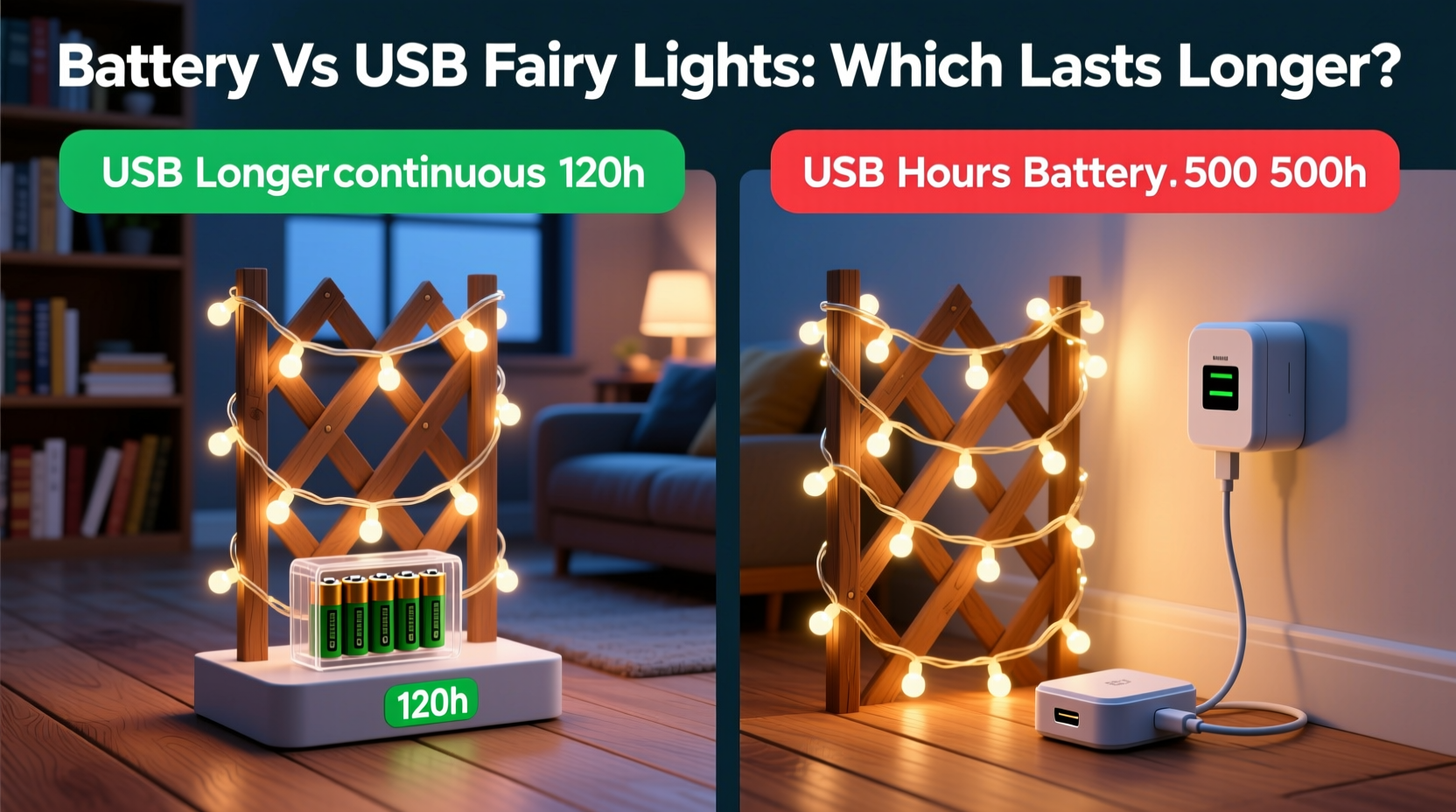 battery powered fairy lights vs usb powered which lasts longer on decor