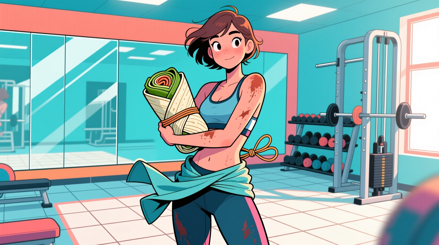 the clothes burrito method stops gym clothes from sprea