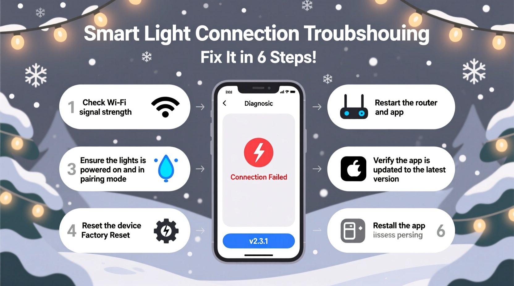 why is my smart christmas light app not connecting and how to fix it