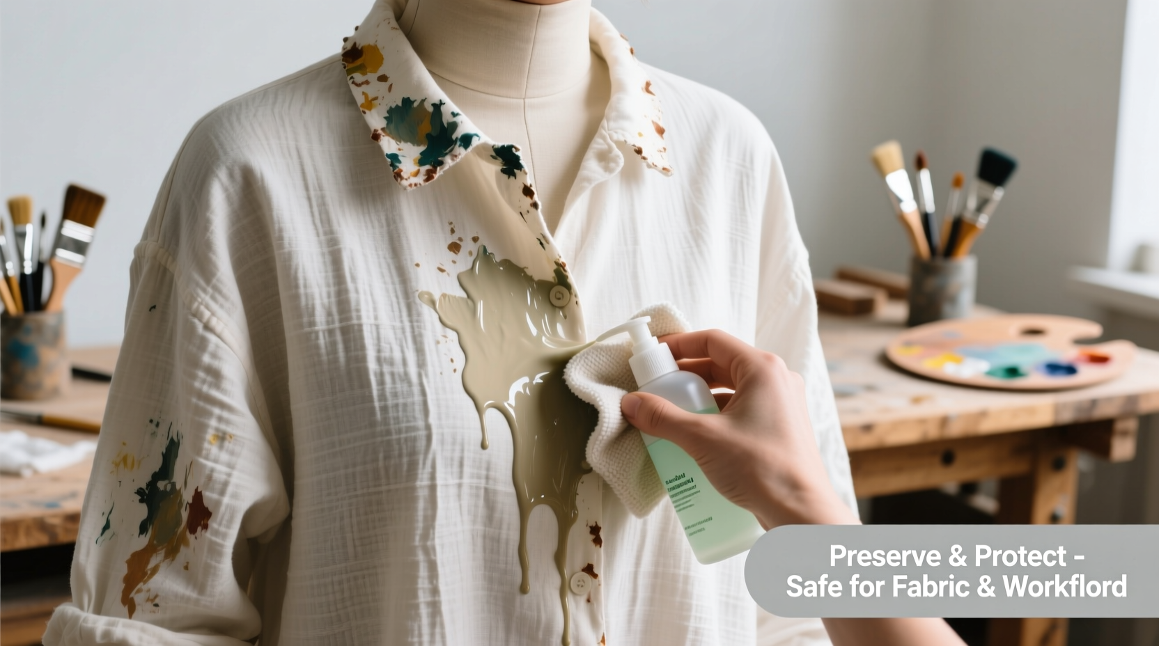 remove dried acrylic paint from cotton smocks