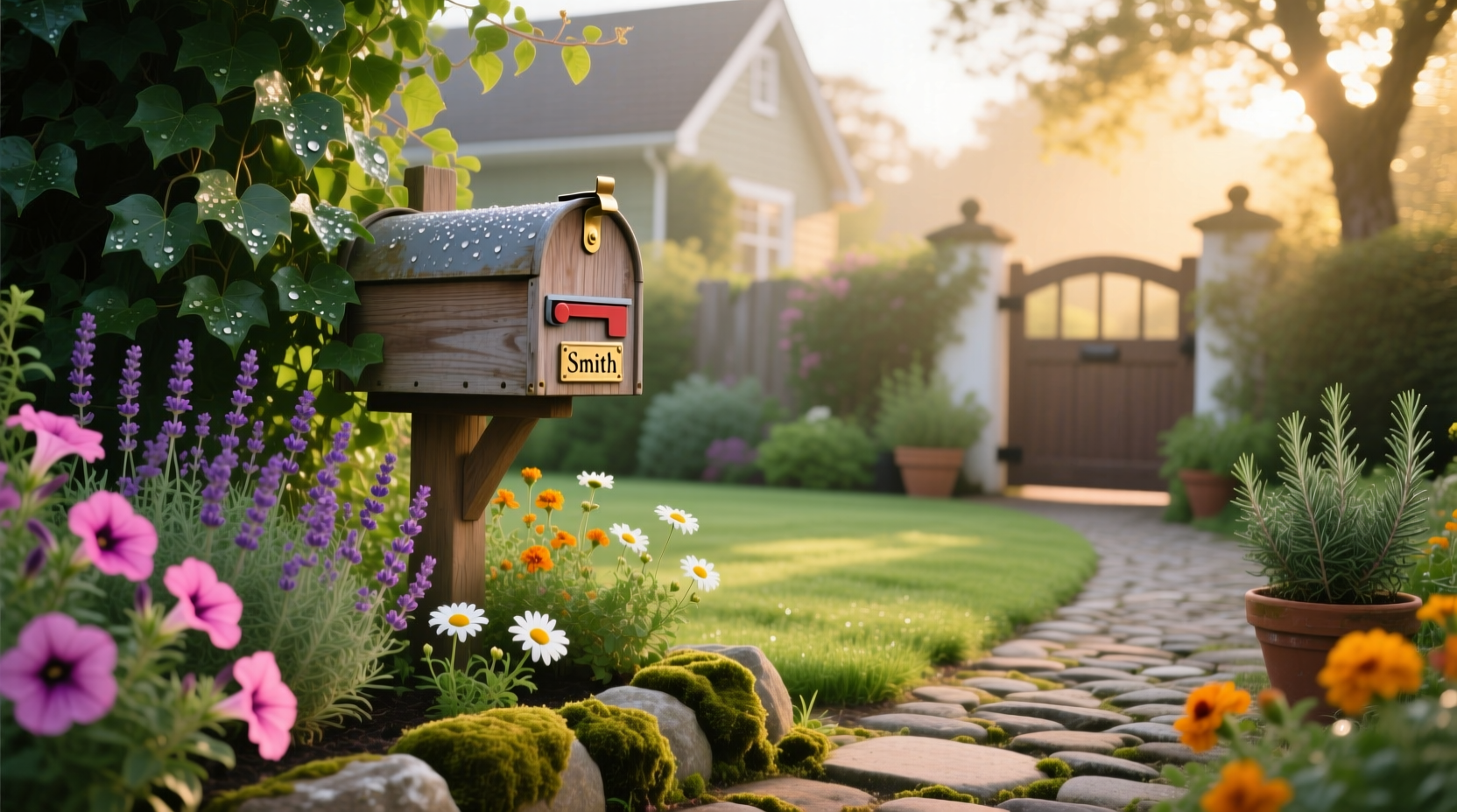 front yard mailbox gardens