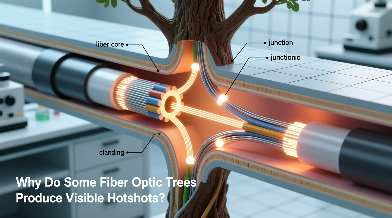 why do some fiber optic trees produce visible hotspots instead of uniform diffusion