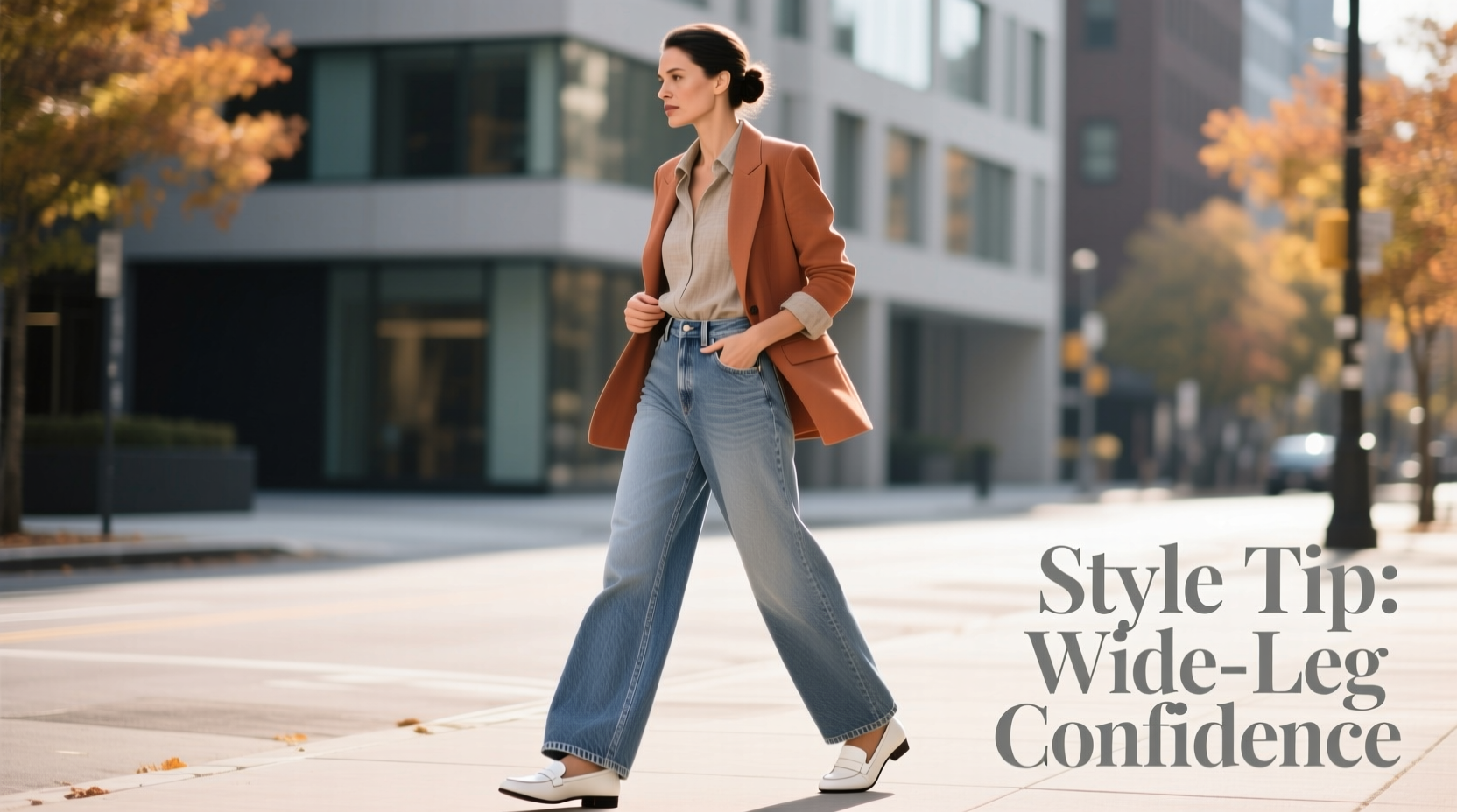 how to style wide leg jeans without looking frumpy or outdated
