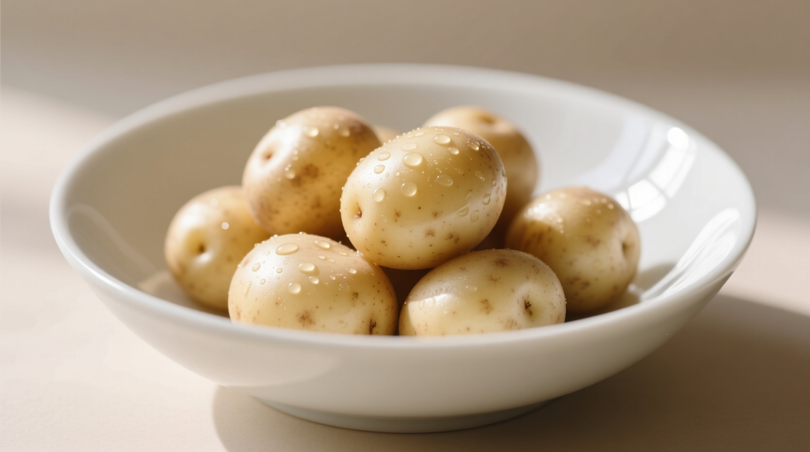 Silky smooth Robuchon potatoes in white bowl