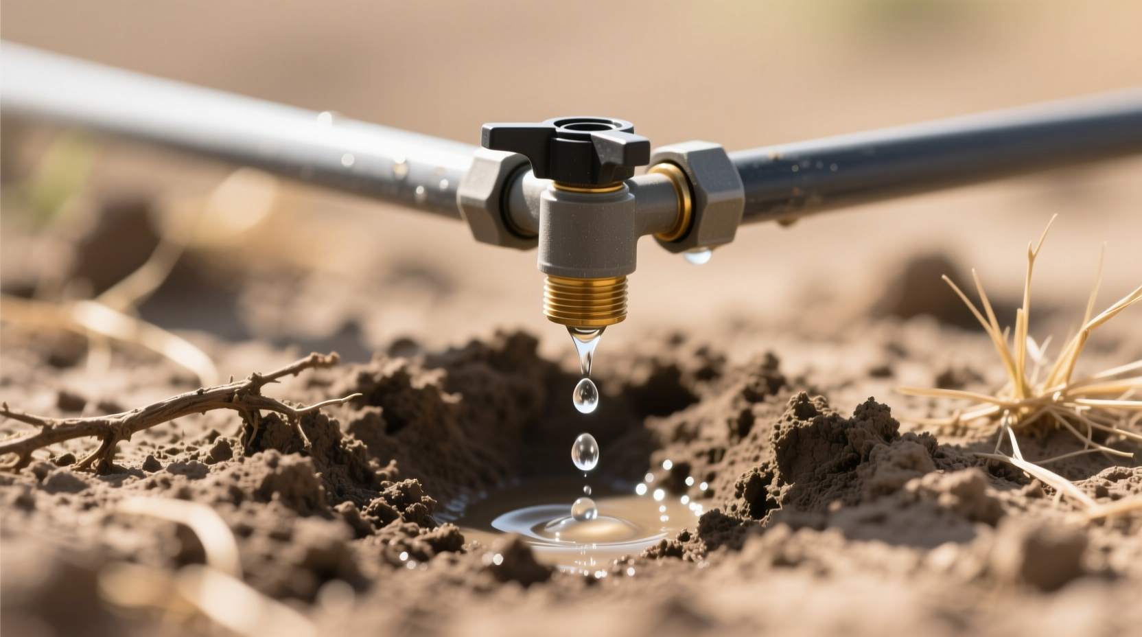 Mid-summer drought testing drip irrigation emitter spacing on clay soil showing 30% less runoff than sprinklers for water conservation