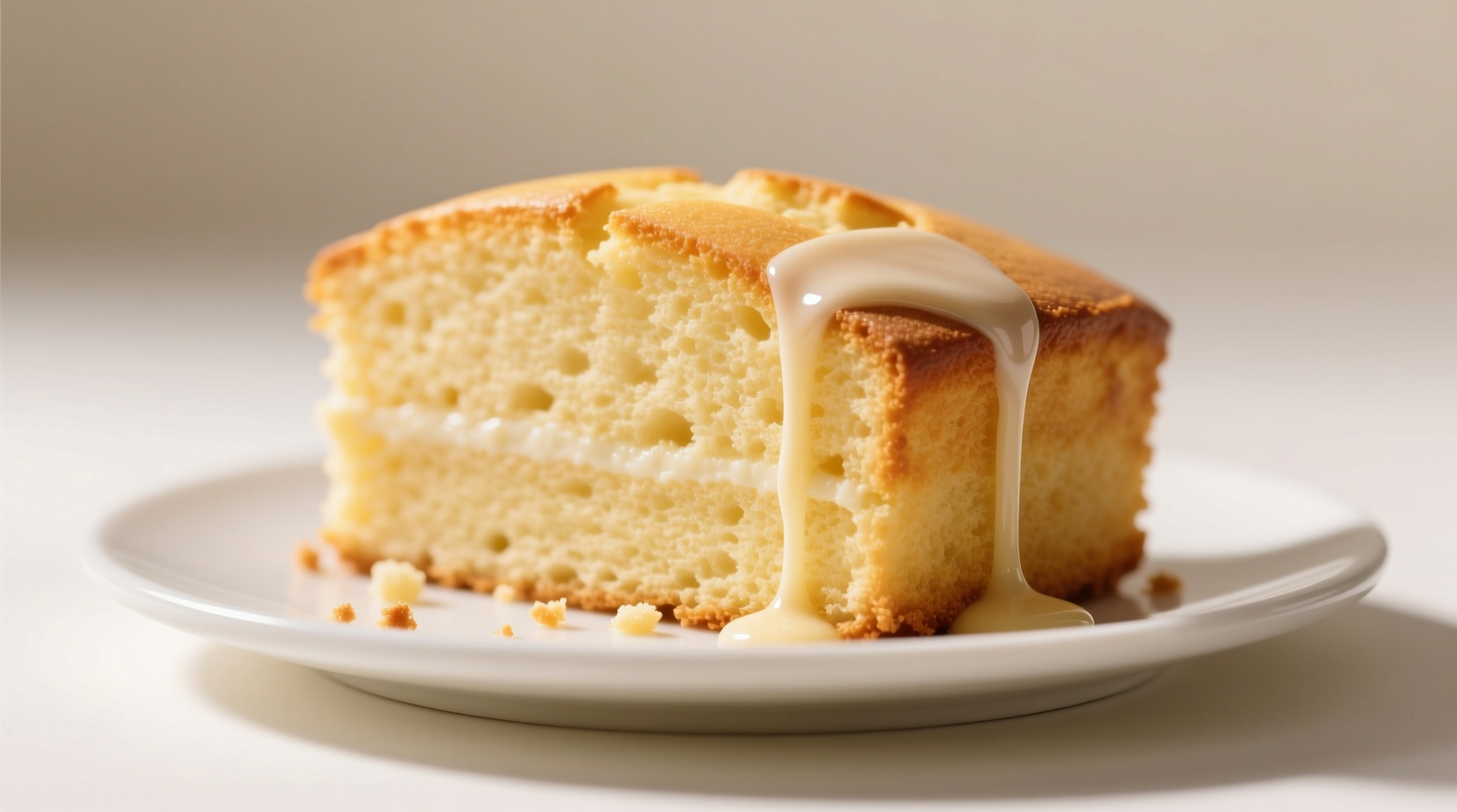 Perfect golden vanilla cake with smooth crumb structure
