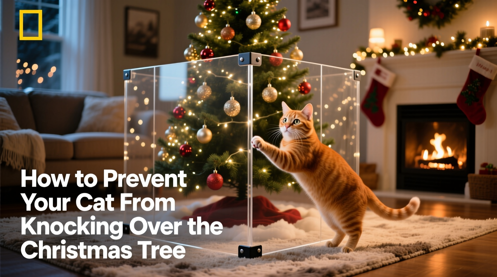 how to prevent your cat from knocking over the christmas tree using clever pet hacks
