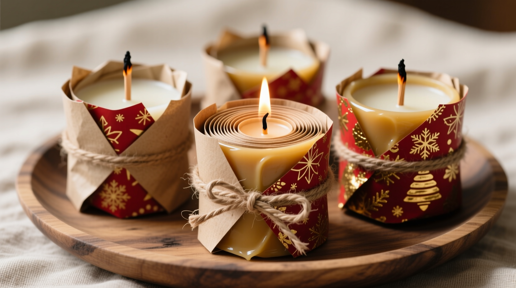 make leftover wrapping paper firestarters