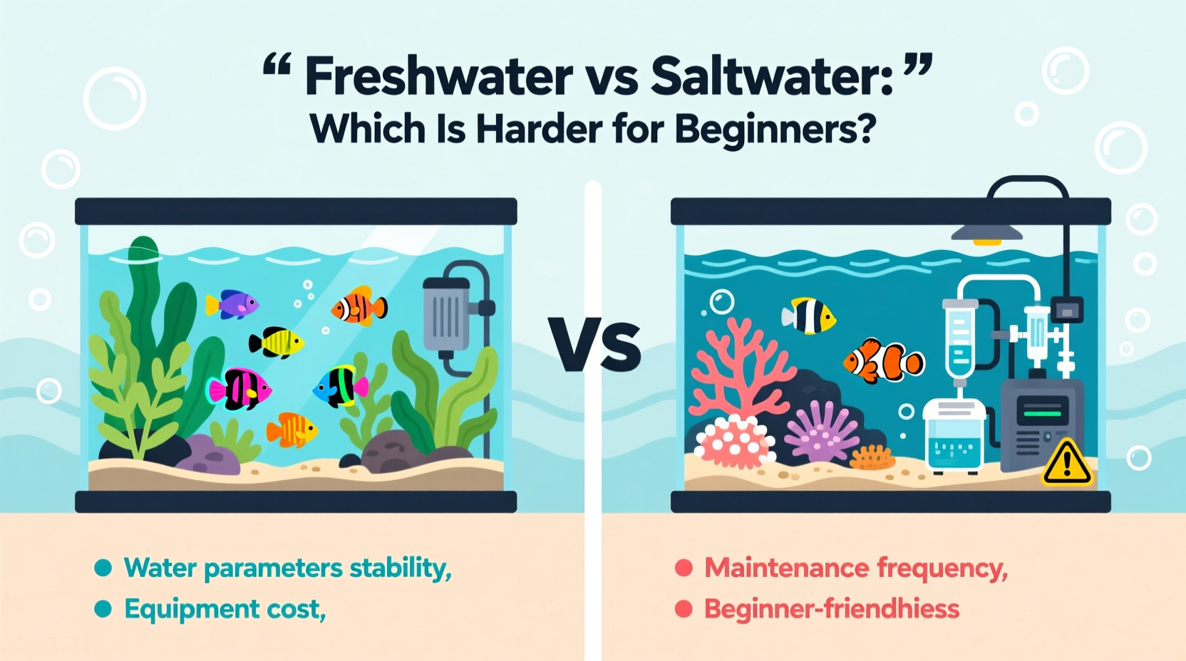 freshwater vs saltwater aquarium which one is actually harder to maintain for beginners