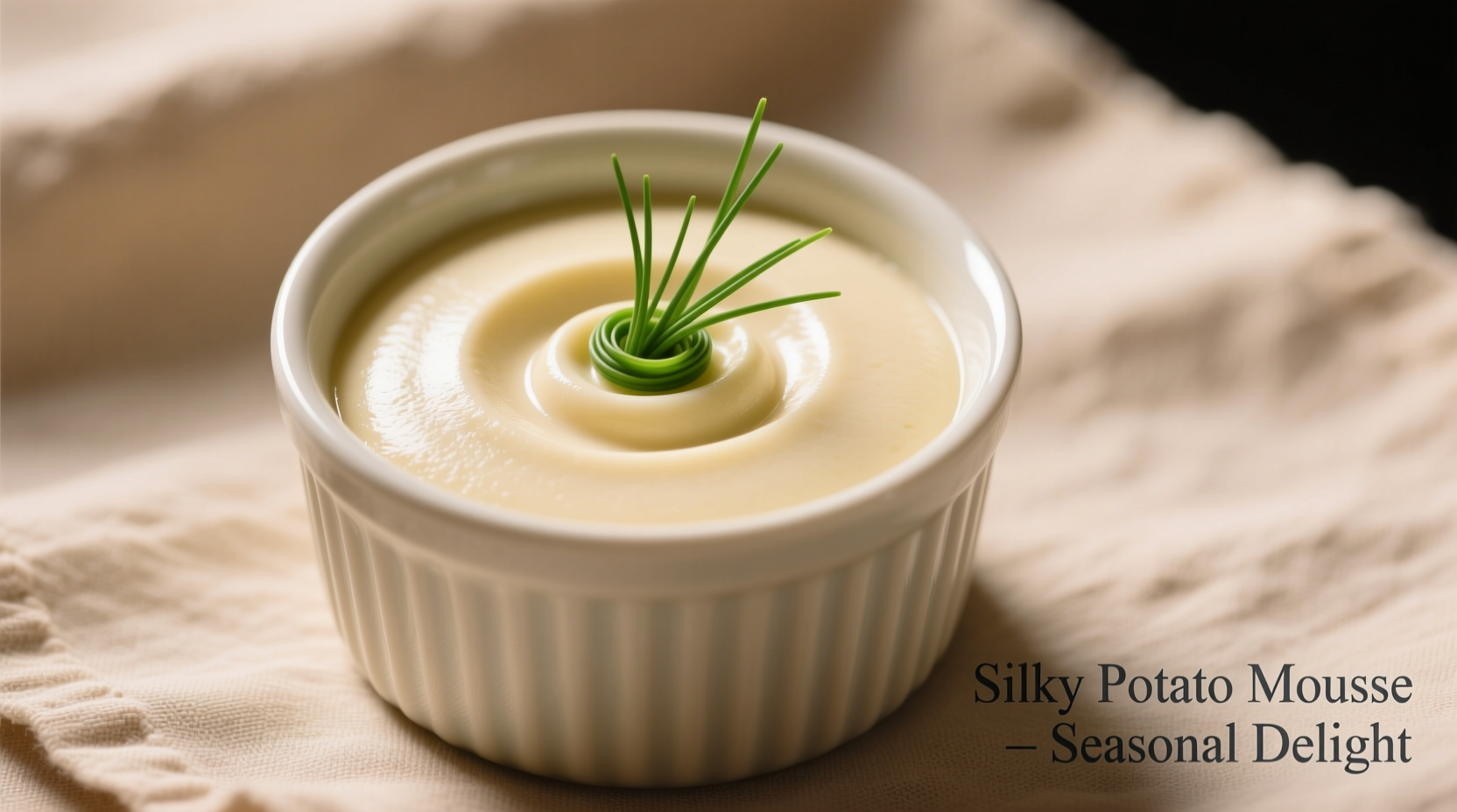 Silky potato mousse served in elegant ramekins with chive garnish
