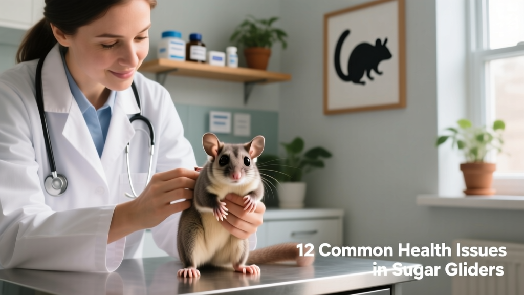 Veterinarian examining a sugar glider during a routine wellness check