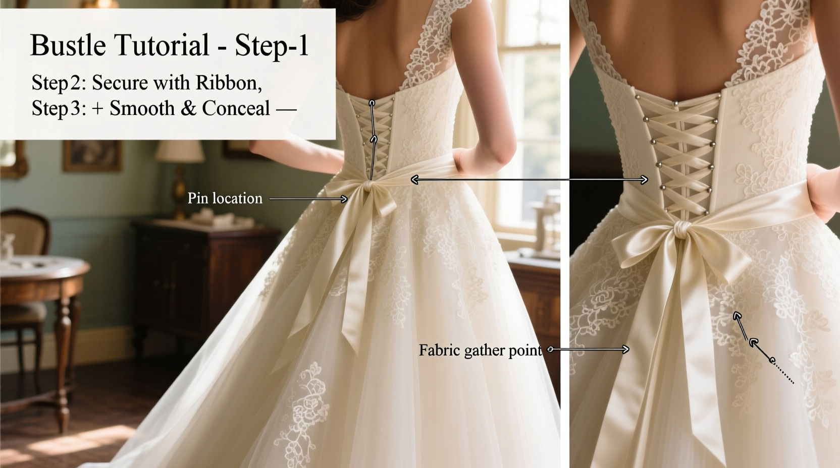 how to make a bustle on a wedding dress