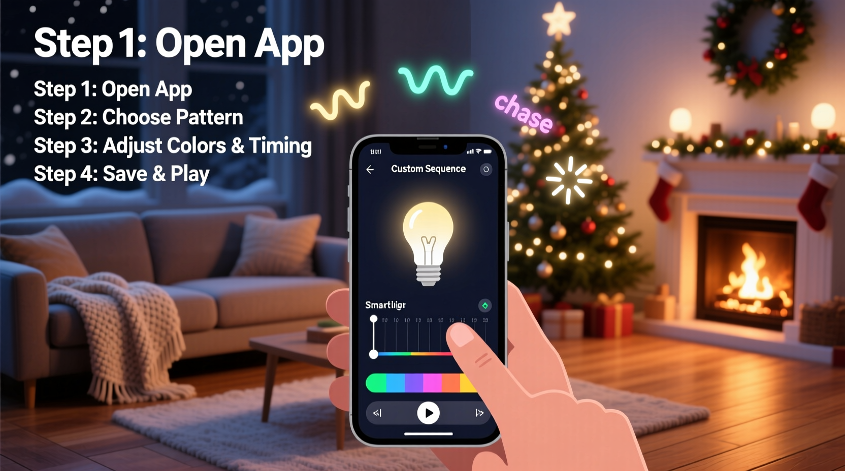 how to program a custom light sequence on smart christmas bulbs