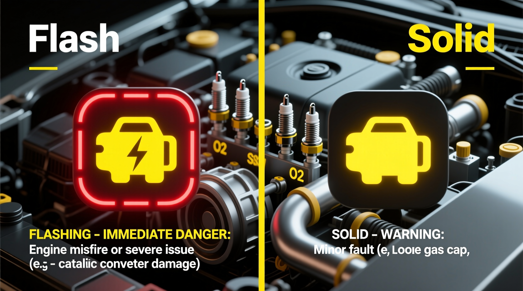 why is my check engine light flashing vs solid distinction