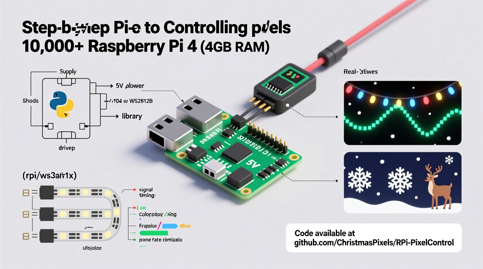 how to program a raspberry pi to control thousands of christmas pixels