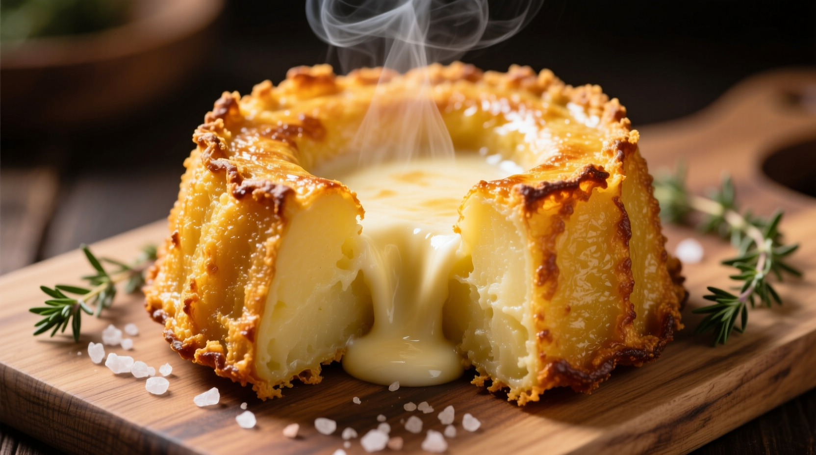 Golden potato fondant with crispy edges and melted interior