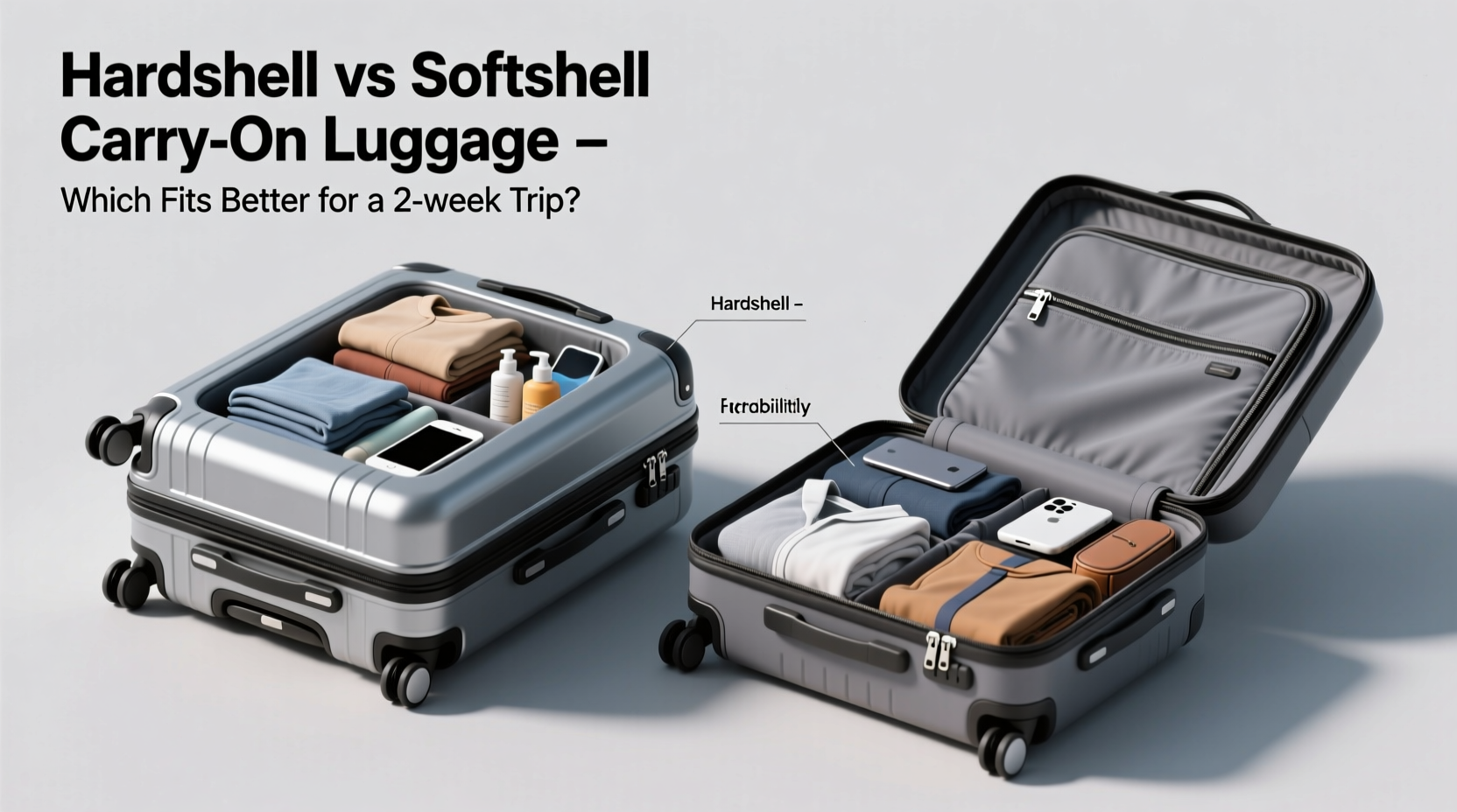 hardshell vs softshell carry on luggage which one actually fits more for a two week trip