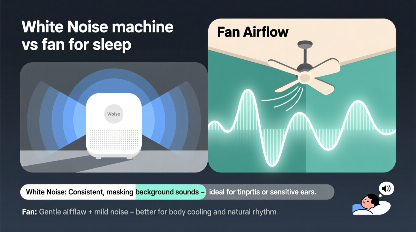 noise machine vs fan for sleep is white noise actually better than air noise