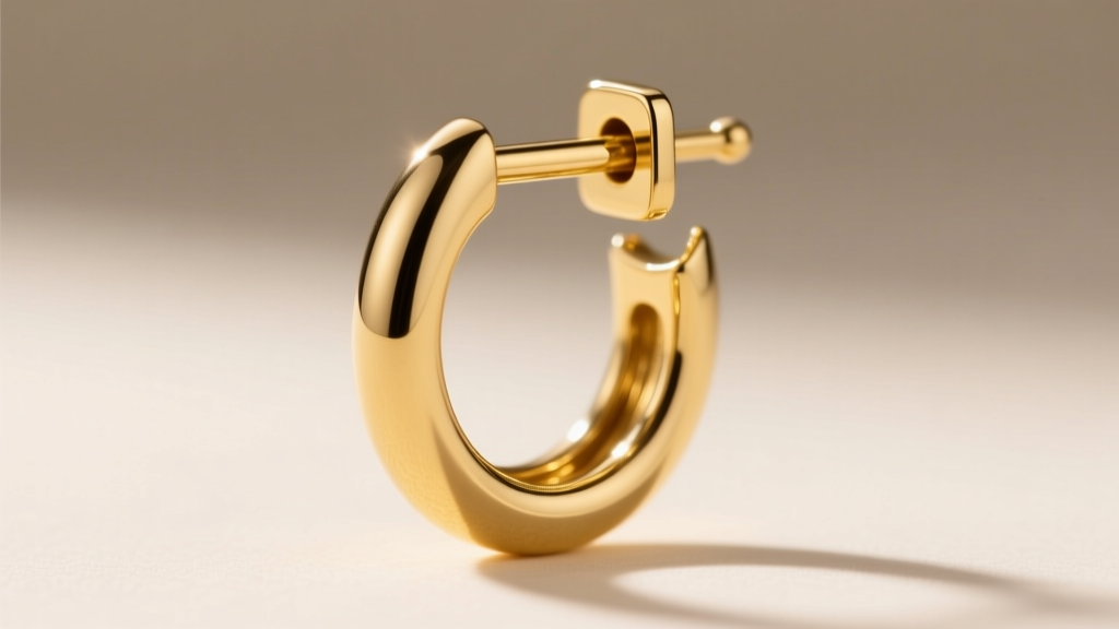 Close-up of an 18-gauge gold earring post with a secure omega clip back, designed to support heavy heritage chand drop earrings.