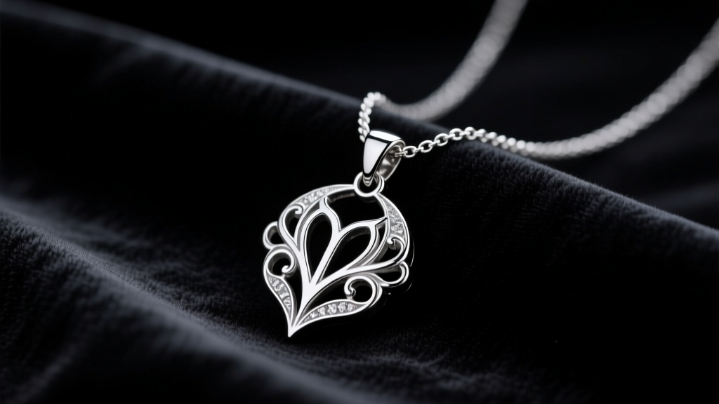 Silver Elena Gilbert Vampire Diaries E pendant necklace resting on dark velvet cloth under soft moody studio lighting macro shot