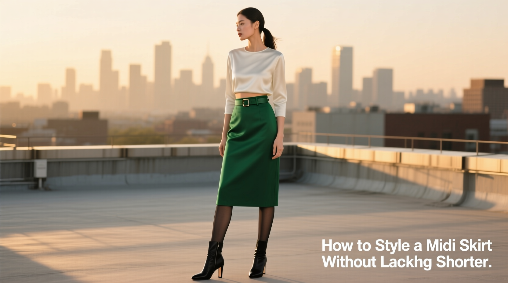 how to style a midi skirt without looking shorter than you are