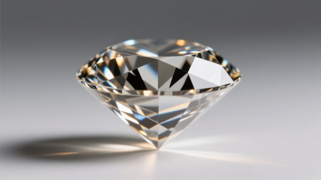 Side profile of an Old European cut diamond showing a high crown, small table, and large culet under warm jewelry loupe lighting.