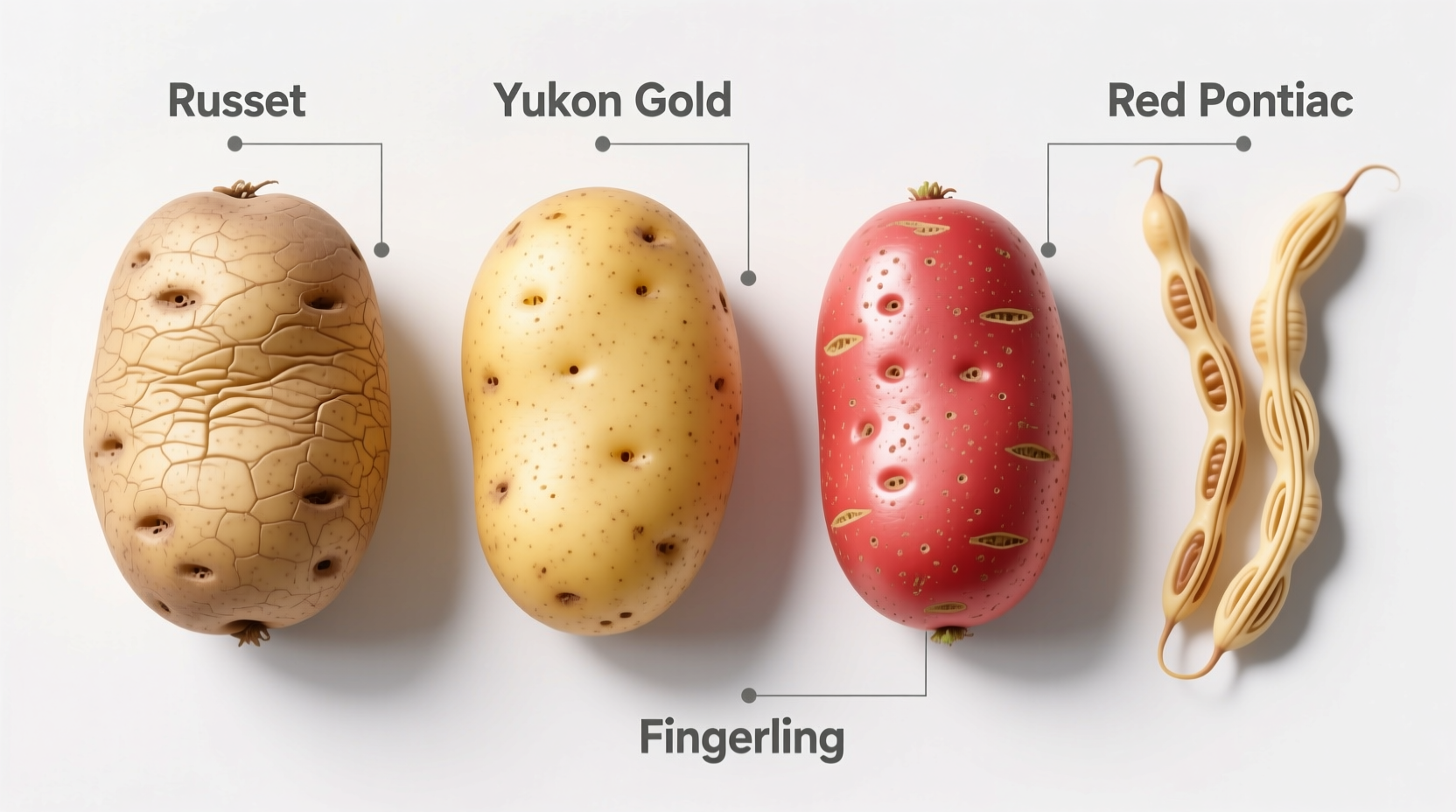 Potato skin texture comparison showing smooth red bliss vs rough russet