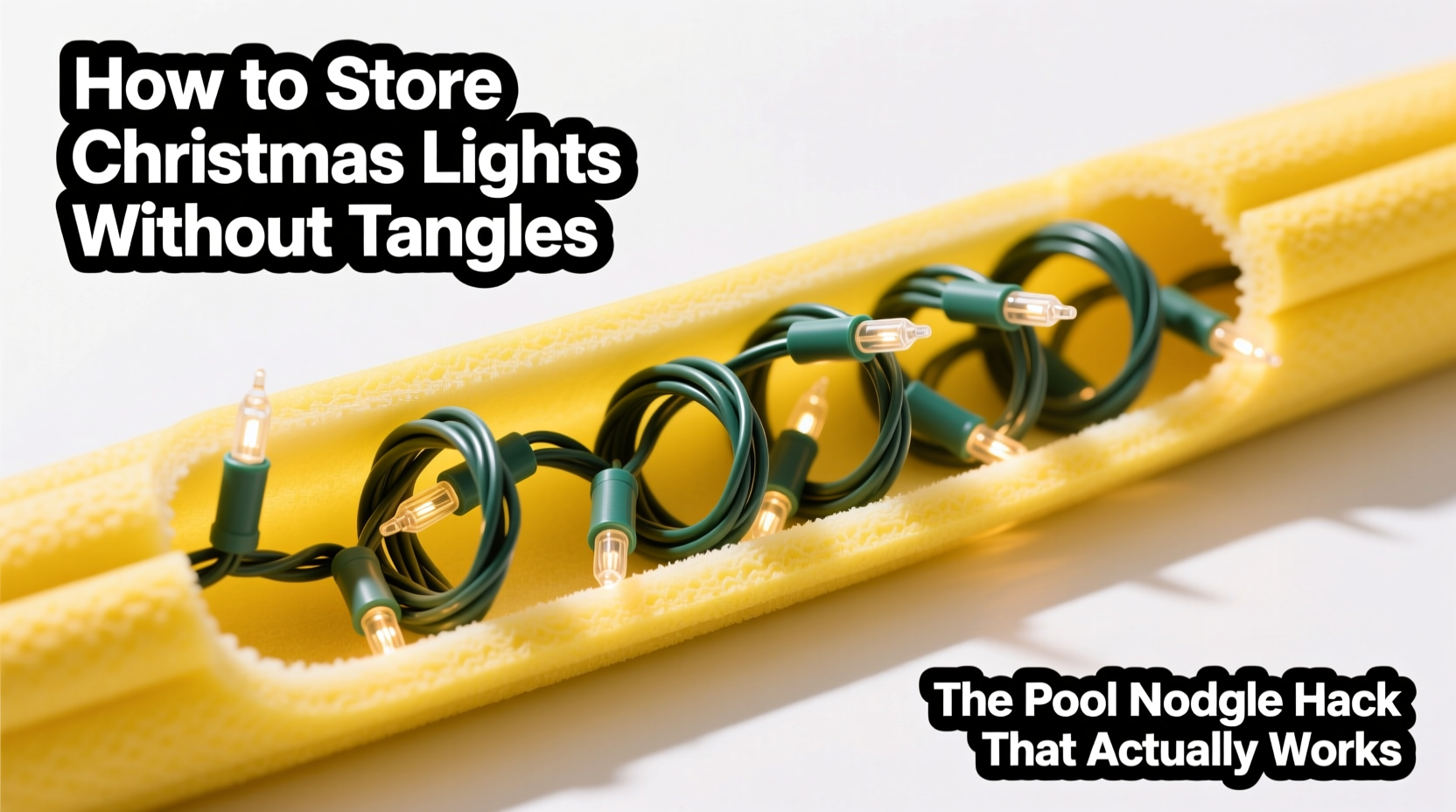 how to store christmas lights without tangles using the pool noodle hack that actually works