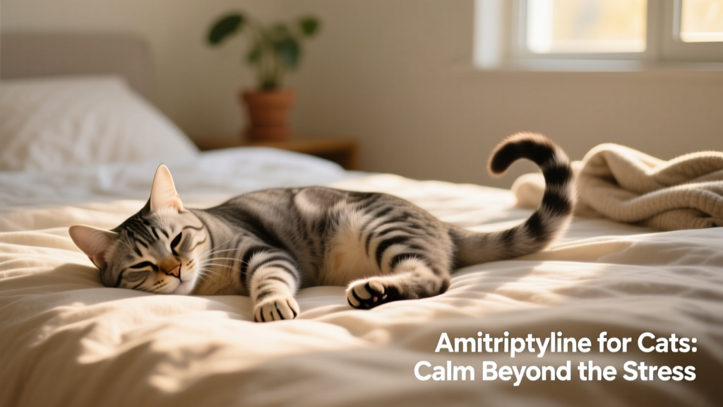 Close-up of a cat’s paws and tail relaxed on a cozy bed, suggesting comfort and safety