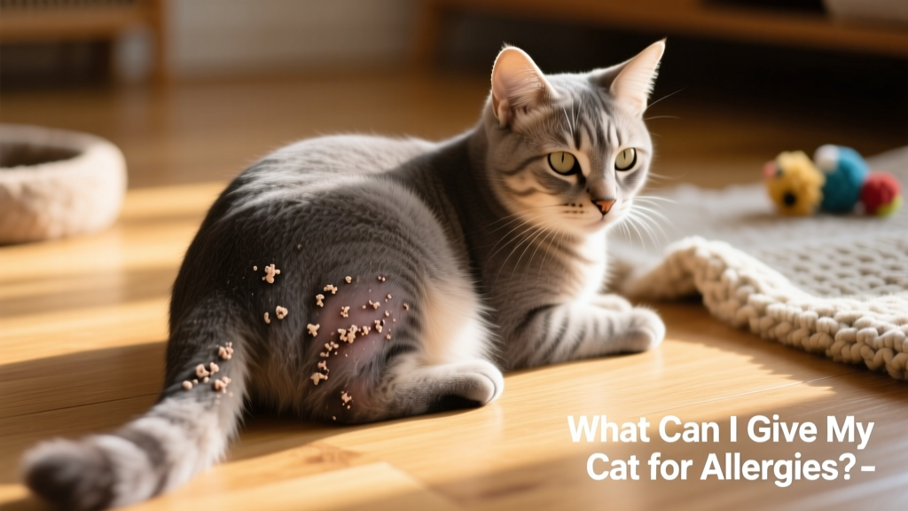 Close-up of a cat’s skin showing small crusty scabs near the base of the tail, typical of miliary dermatitis