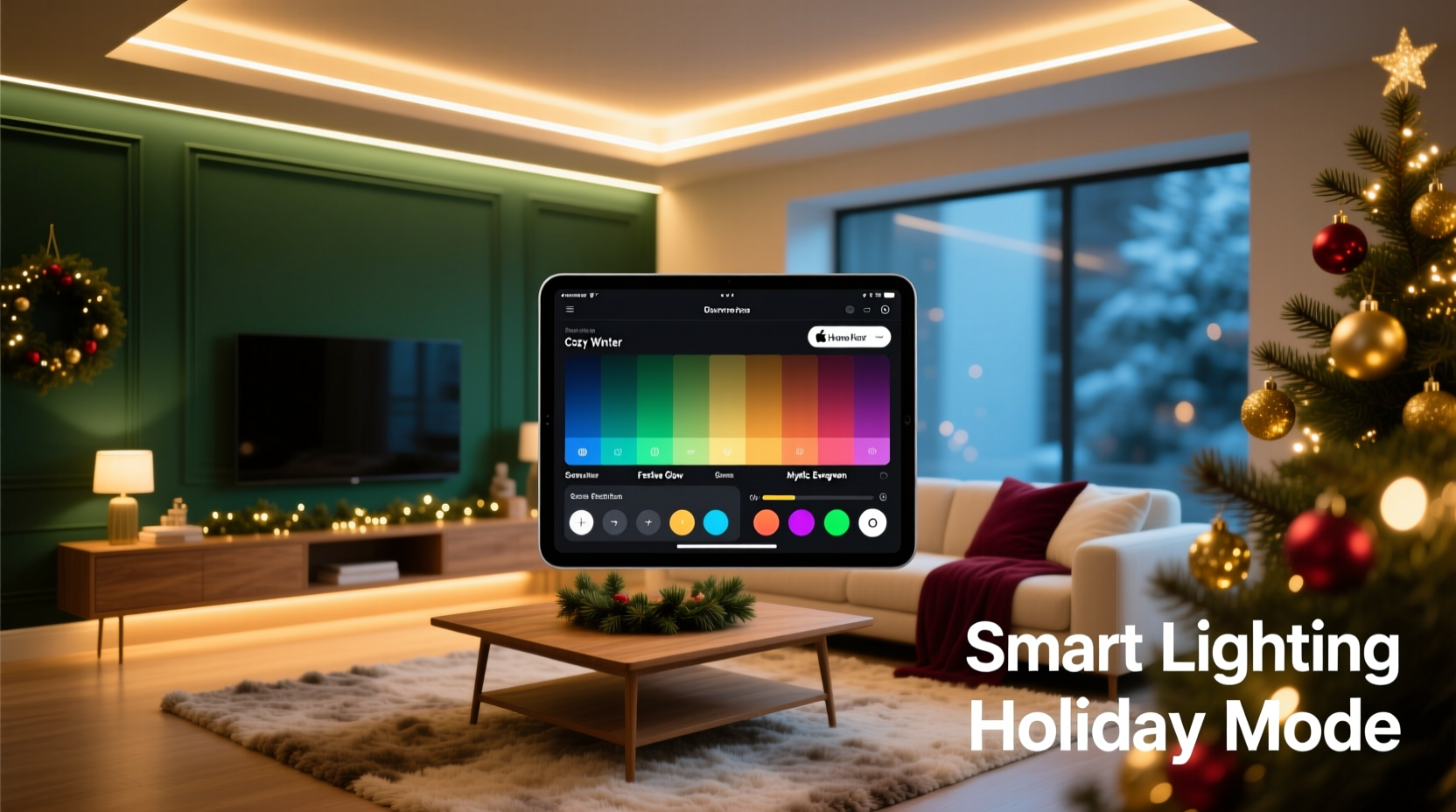 how to design a cohesive christmas color scheme using smart lighting apps